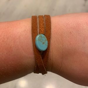 Suede and Turquoise Wrap Bracelet